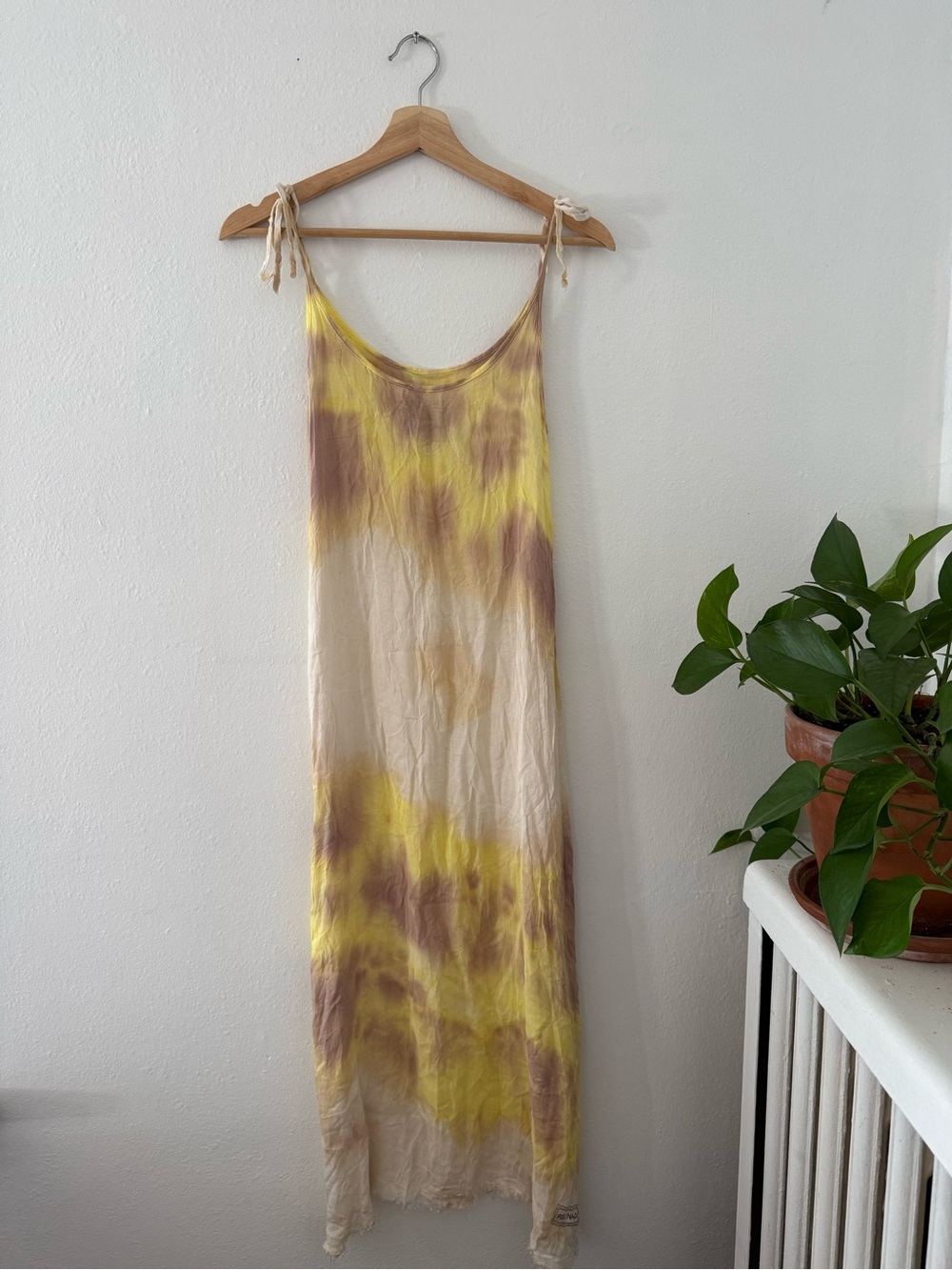 Tie-Dye Slip Chemise in Yellow & Brown
